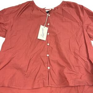 Universal Thread Women's Rust Red Short Sleeve Button-Front Blouse - Small - NWT
